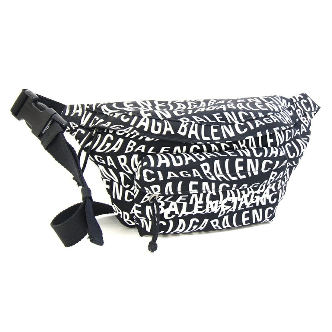 Balenciaga Wheel Belt Bag 533009 Black White Coated Canvas Waist Shoulder for Women and Men: --- Catalog ---Category: SizeSize (HxWxD): 15.5cm x 31cm x 7cm / 6.1'' x 12.2'' x 2.75''Strap Length: 90cm / 35.43''Category: DesignType: Fanny packColor: Black, WhiteGender: Men,WomenMaterial: Coated