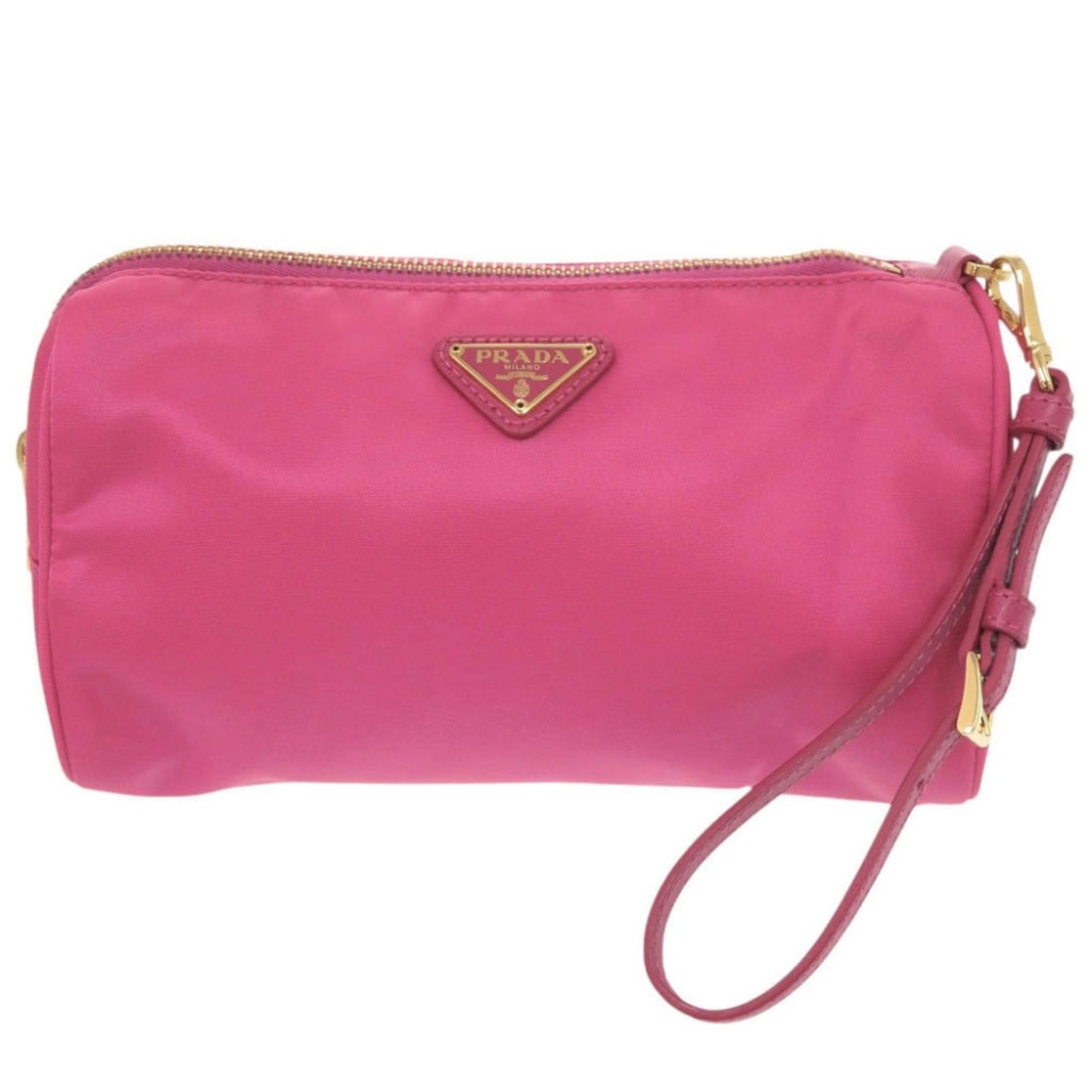 Prada Triangle Logo 1N1866 Nylon Pink Cosmetic Pouch Handbag 0999PRADA: --- Catalog ---Category: SizeSize (HxWxD): 11cm x 20cm x 9cm / 4.33'' x 7.87'' x 3.54''Category: DesignType: PouchColor: PinkGender: WomenMaterial: Nylon Category: GeneralMPN: 1N1866Brand: PradaCountr