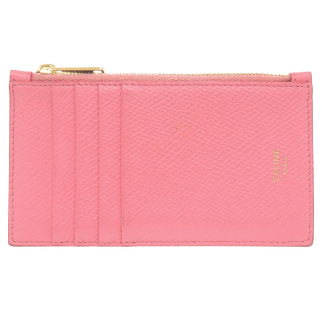 Celine Compact Zip Card Holder Leather Pink Fragment Case Business Holder/Card Wallet/Coin Purse: --- Catalog ---Category: DesignType: Card caseColor: PinkGender: WomenMaterial: Leather Category: GeneralBrand: CelineCountry of Origin: ItalyCategory: Physical PropertiesSize (HxWxD): 7.5cm x 13cm / 