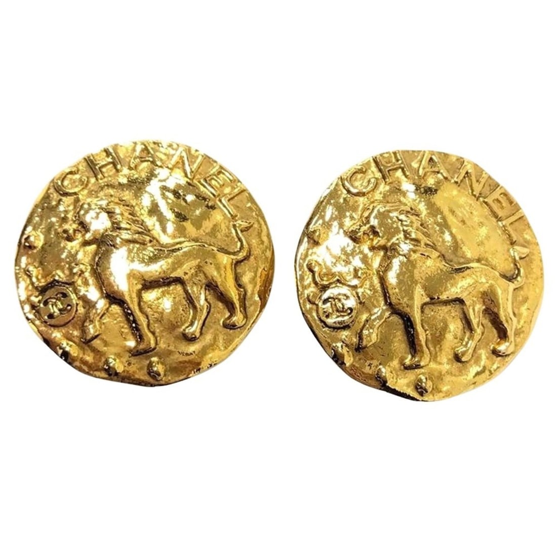Chanel CHANEL 23 stamp 2674 Lion Round Earrings GPg Gold: --- Catalog ---Category: SizeSize (HxWxD): 27.00mm x 27.00mm / 1.06'' x 1.06''Category: DesignType: Clip earringsColor: GoldGender: WomenMaterial: Gold platingCategory: GeneralBrand: ChanelCountry of 