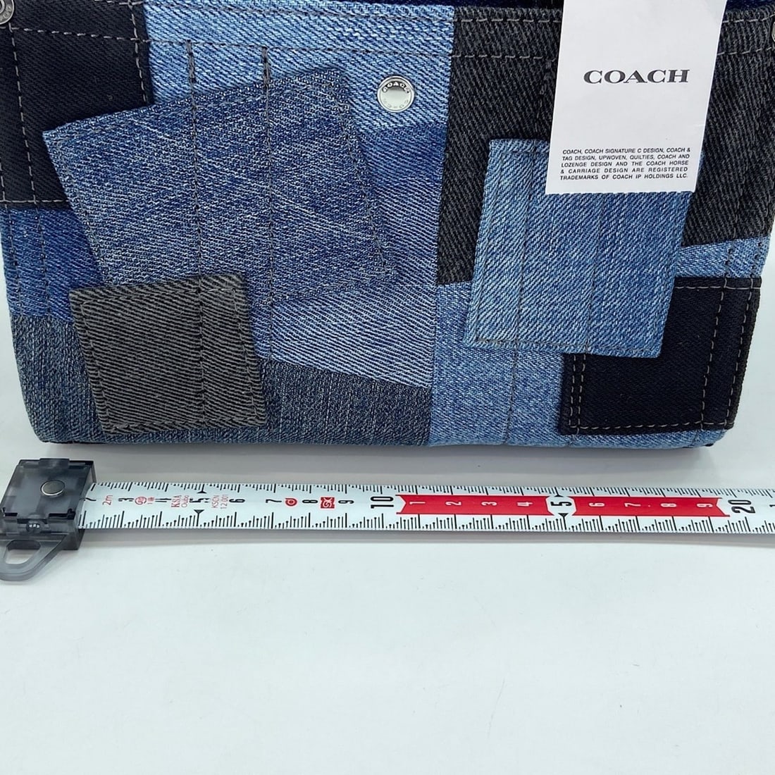 Coach denim patchwork 2-way handbag, navy. - 4