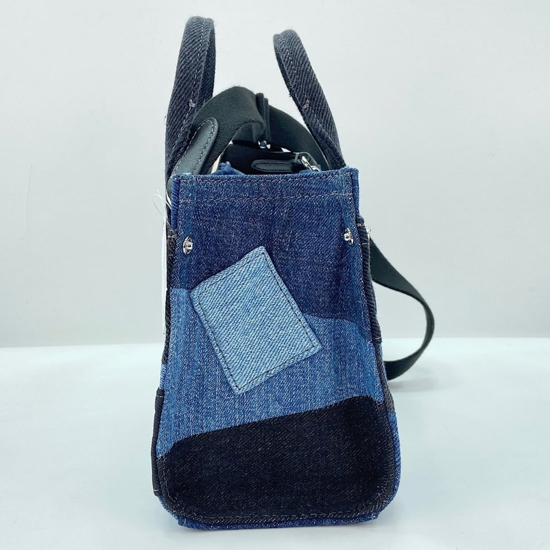 Coach denim patchwork 2-way handbag, navy. - 5