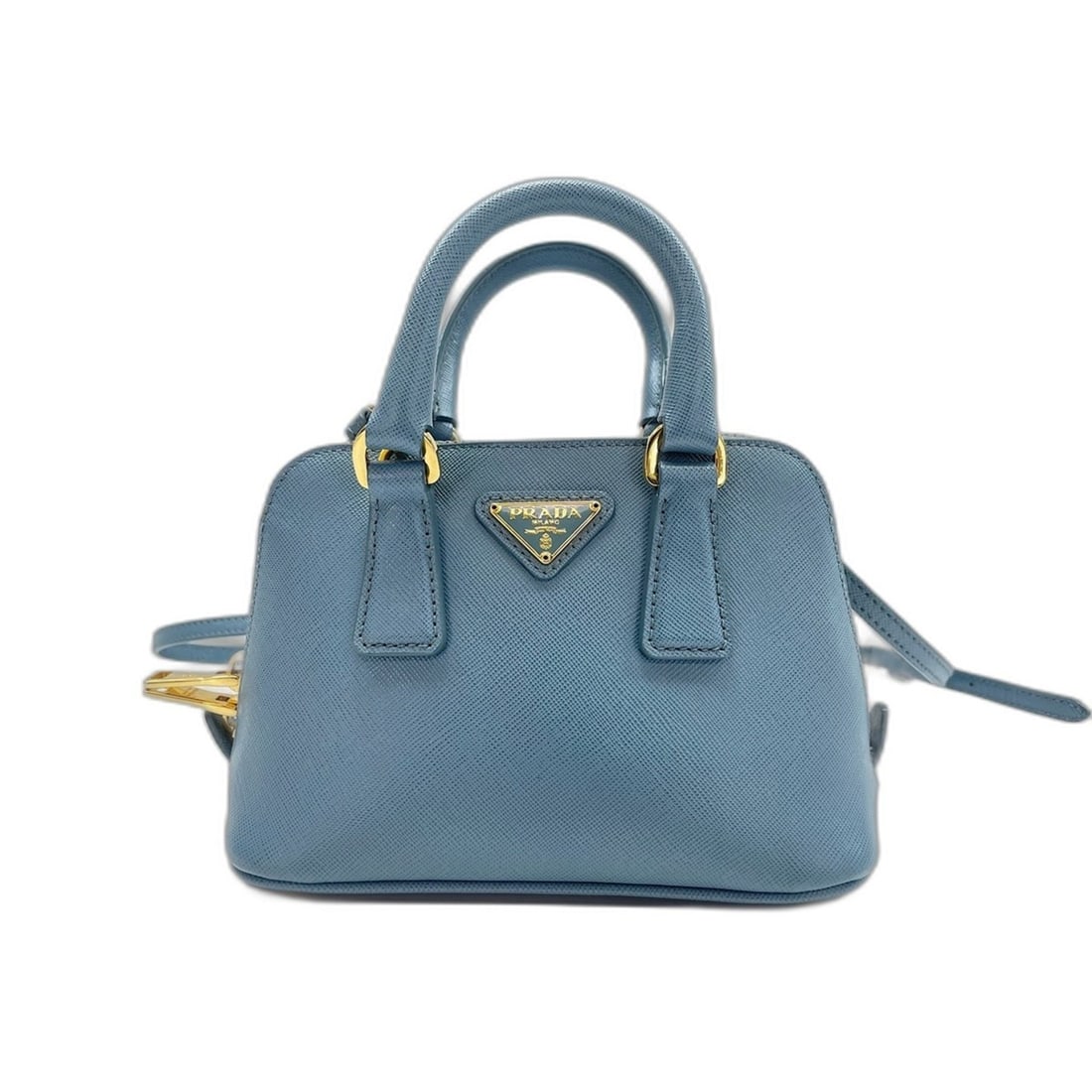 Prada PRADA 2WAY Promenade Handbag Blue: --- Catalog ---Category: SizeHandle Drop: 7.00cm / 2.76''Size (HxWxD): 13cm x 19cm x 9cm / 5.11'' x 7.48'' x 3.54''Strap Length: 112cm - 120cm / 44.09'' - 47.24''Category: DesignType: HandbagColor: Bl