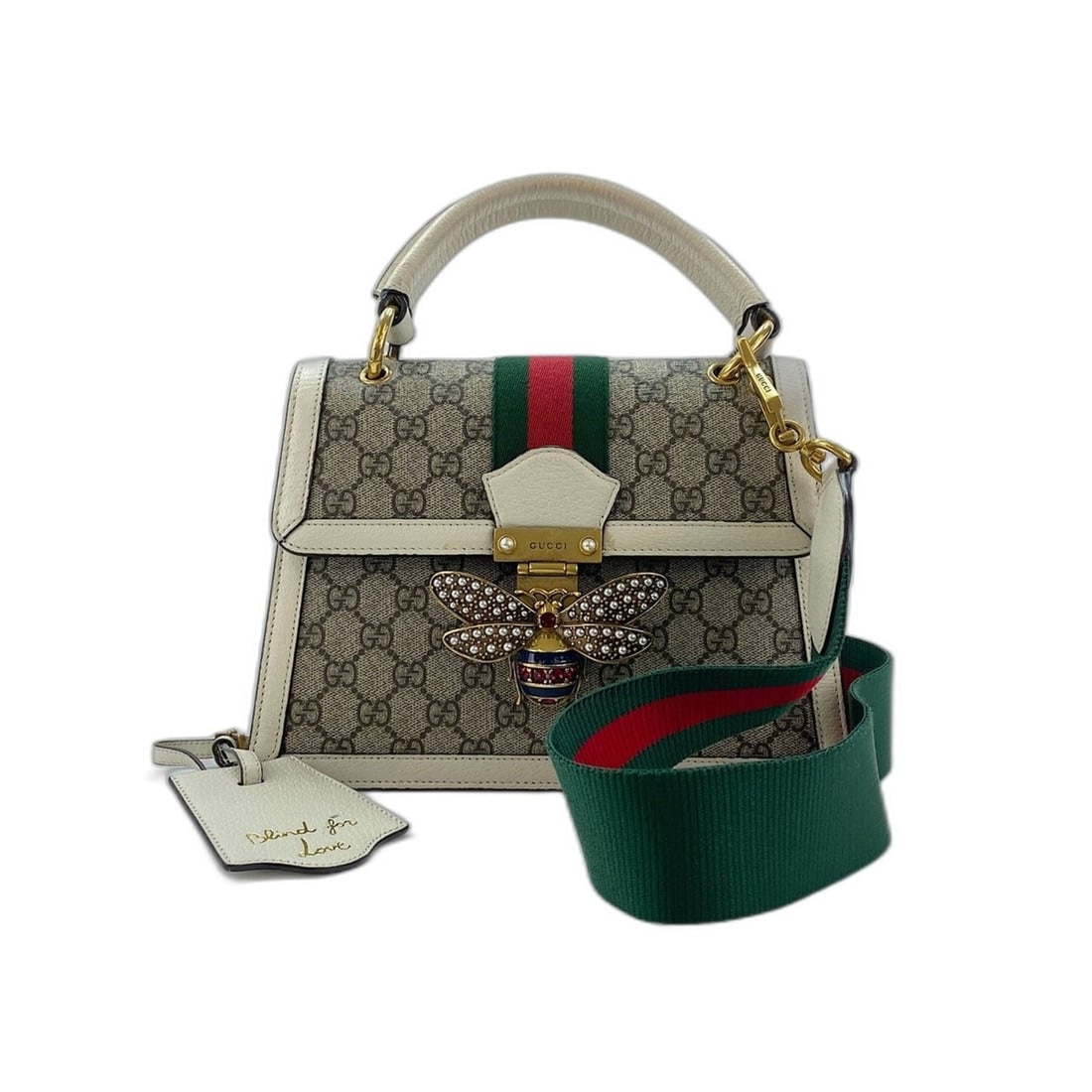 Gucci Queen Margaret 2-Way Handbag, Beige: --- Catalog ---Category: SizeHandle Drop: 10.00cm / 3.94''Size (HxWxD): 17cm x 26cm x 10cm / 6.69'' x 10.23'' x 3.93''Strap Length: 97cm / 38.18''Category: DesignType: HandbagColor: BeigeGender: Women