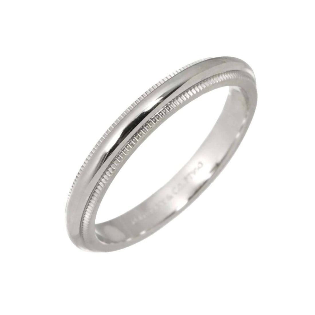 Tiffany & Co. Milgrain 1 Ring, 2.9mm wide, Platinum, Together Ring: --- Catalog ---Category: SizeJP Size: 16US Size: 8Category: DesignType: Band ringGender: Men,WomenMaterial: Platinum 950Category: GeneralBrand: Tiffany--- Item List ---Section: ConditionRanking: Rank 