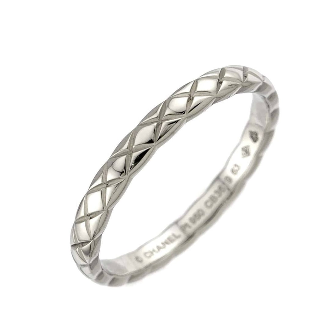 Chanel Coco Crush Small SM #63 Ring, Platinum, Matelassé Design.: --- Catalog ---Category: SizeUS Size: 11Brand Size: 63Category: DesignType: Band ringGender: MenMaterial: Platinum 950Category: GeneralBrand: Chanel--- Item List ---Section: ConditionRanking: Rank SA 
