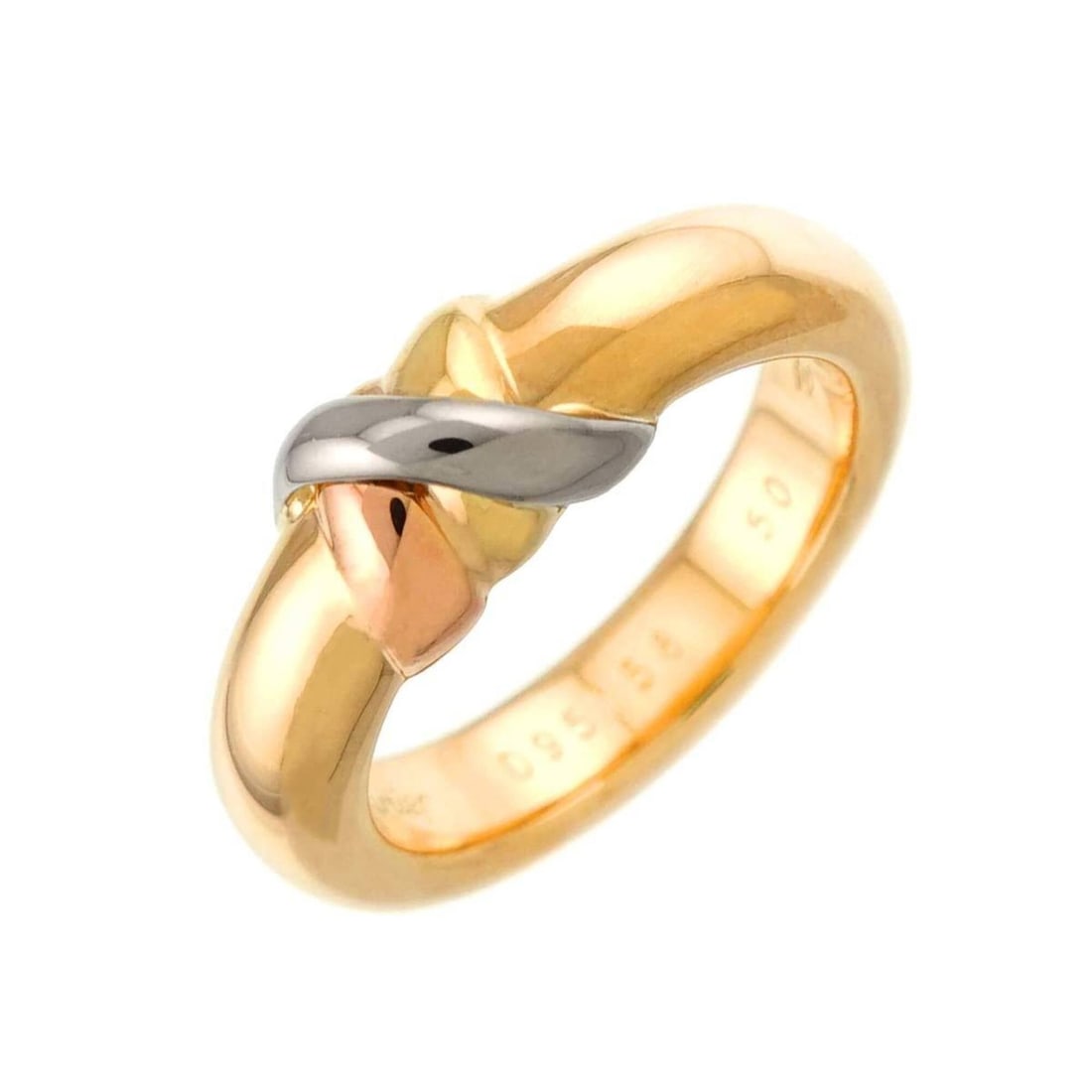 Cartier Thread #50 Ring, 18K Yellow Gold, White Pink Three-Color 750 Ring: --- Catalog ---Category: SizeUS Size: 5.5Brand Size: 50Category: DesignType: Band ringGender: WomenMaterial: Pink gold (18K), White gold (18K), Yellow gold (18K)Category: GeneralBrand: Cartier--- Item
