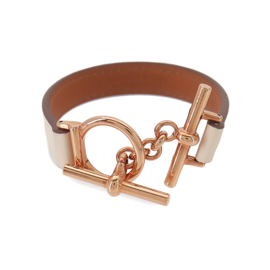 Hermes Croisiere Tour Bracelet, Swift Leather, Nata, K Stamp, T2, Rose Gold Hardware.: --- Catalog ---Category: SizeLength: 17.5cm / 6.88''Category: DesignType: Charm braceletColor: Brown, Rose goldGender: WomenMaterial: Swift leatherCategory: GeneralBrand: Hermes--- Item List ---Sectio