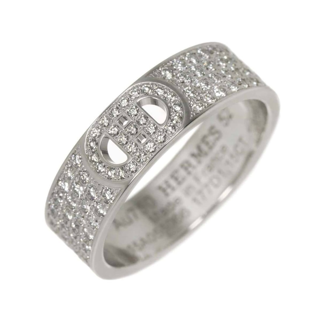 Hermes H Dunkle #52 Ring with 1.15ct Diamond in 18K White Gold.: --- Catalog ---Category: SizeUS Size: 6.5Brand Size: 52Category: DesignType: Band ringGender: WomenMaterial: White gold (18K)Category: GeneralBrand: Hermes--- Item List ---Section: ConditionRanking: R