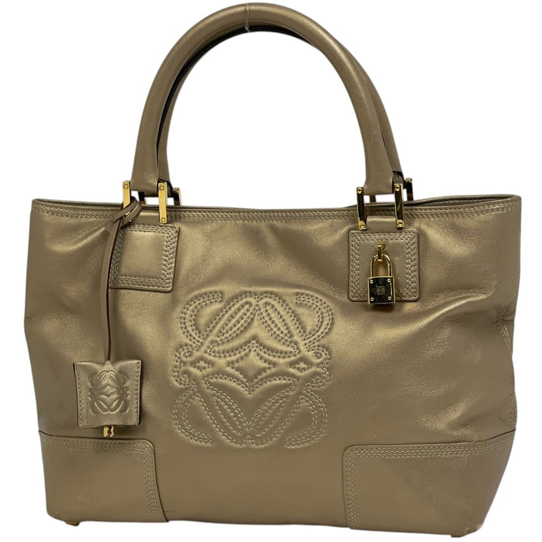 Loewe Anagram Handbag, Leather, Gold, Women's: --- Catalog ---Category: SizeSize (HxWxD): 23cm x 28cm x 12cm / 9.05'' x 11.02'' x 4.72''Category: DesignType: HandbagColor: GoldGender: WomenMaterial: Leather Category: GeneralBrand: Loewe--- Item Li