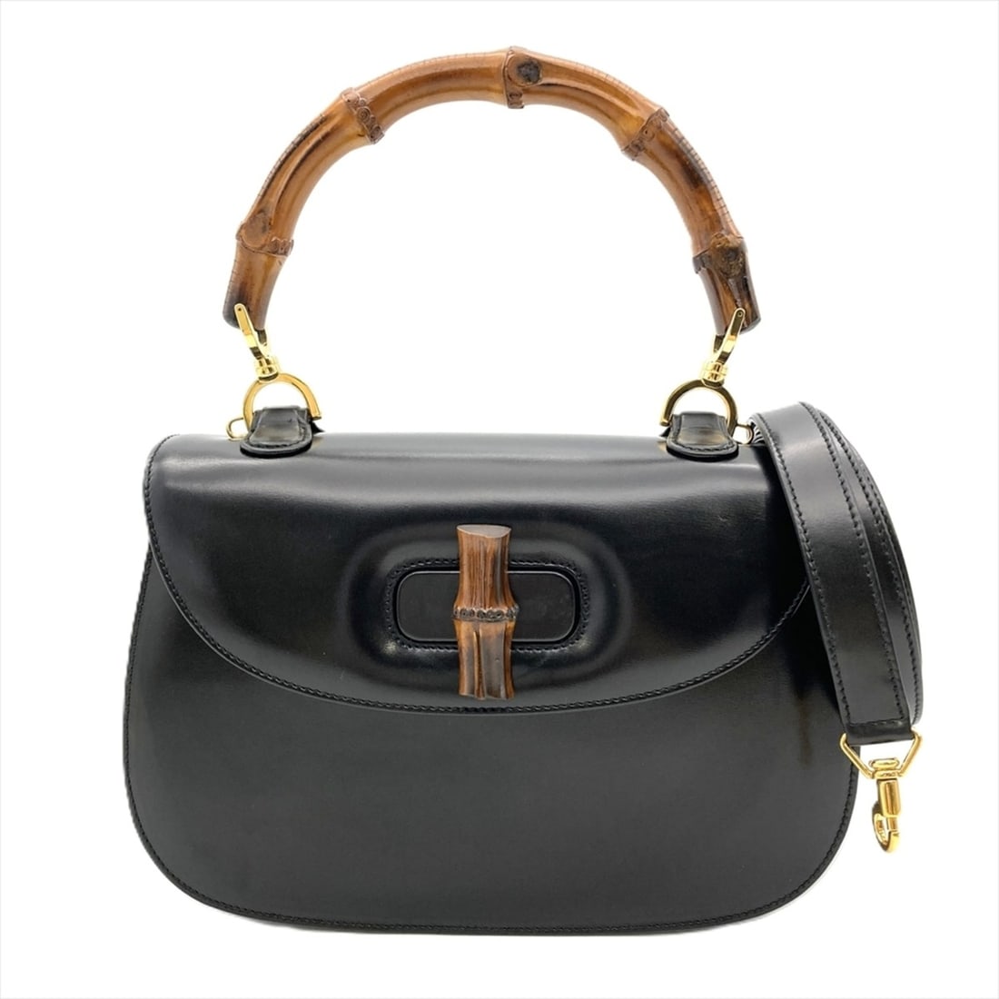 Gucci Bamboo Handbag, 2-Way, Leather, 000-12227-0633, Black with Gold Hardware, Women's: --- Catalog ---Category: SizeSize (HxWxD): 16cm x 23.5cm x 7cm / 6.29'' x 9.25'' x 2.75''Category: DesignType: HandbagColor: BlackGender: WomenMaterial: Leather Category: GeneralBrand: GucciModel: 000
