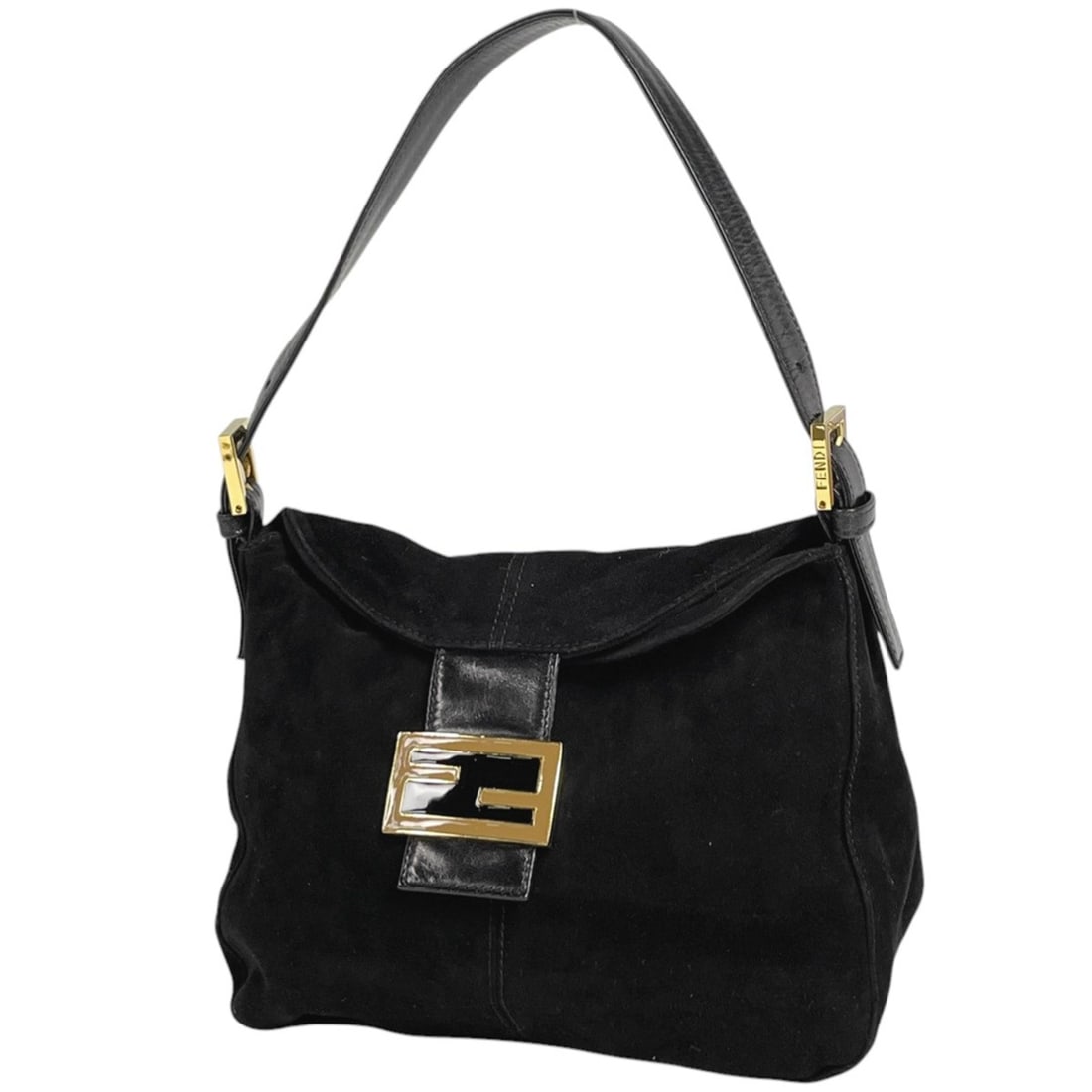 Fendi Zucca Logo Shoulder Bag, One-Shoulder, Suede, Black, 26426, Women's: --- Catalog ---Category: SizeSize (HxWxD): 18cm x 24cm x 13cm / 7.08'' x 9.44'' x 5.11''Category: DesignType: Shoulder bagColor: BlackGender: WomenMaterial: Suede Category: GeneralMPN: 26426Brand: Fen