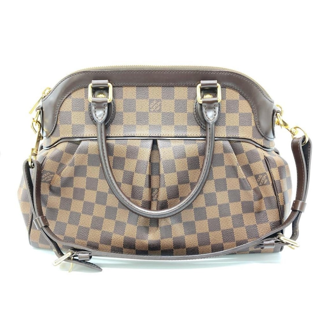 Louis Vuitton Trevi PM Handbag, Damier Ebene, N51197 Brown, SD1008, Women's.: --- Catalog ---Category: SizeSize (HxWxD): 25cm x 34cm x 16cm / 9.84'' x 13.38'' x 6.29''Category: DesignType: HandbagColor: BrownGender: WomenMaterial: Damier Canvas Category: GeneralBrand: Louis Vui