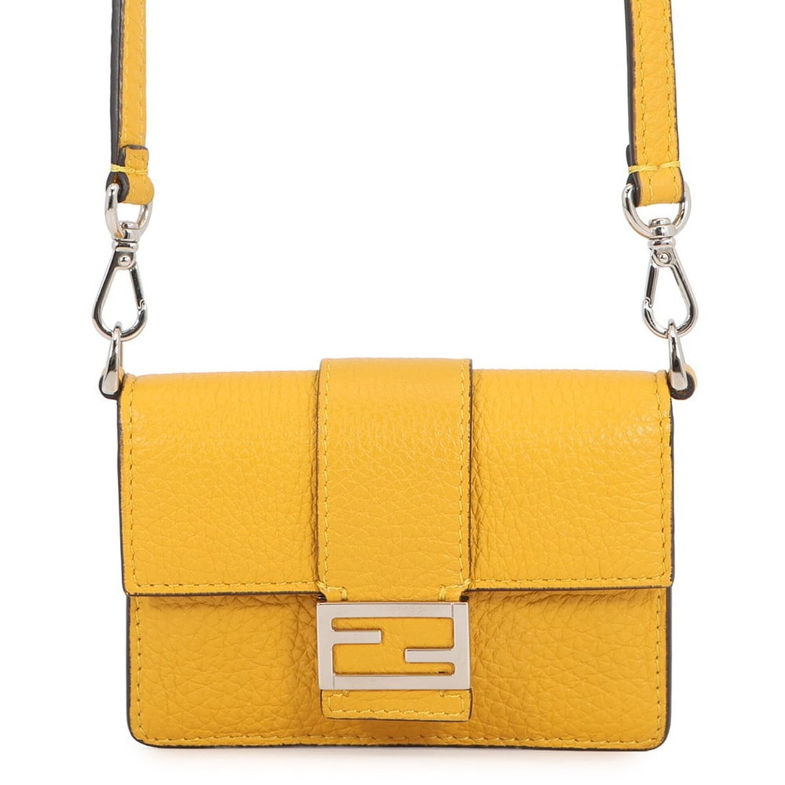 Fendi Shoulder Bag Micro Flat Baguette Pouch Leather 7M0311 FENDI Wallet Handbag: --- Catalog ---Category: SizeSize (HxWxD): 8cm x 11cm x 1cm / 3.14'' x 4.33'' x 0.39''Category: DesignType: Handbag, Pochette, Shoulder bagColor: YellowGender: WomenMaterial: Leather Category: General