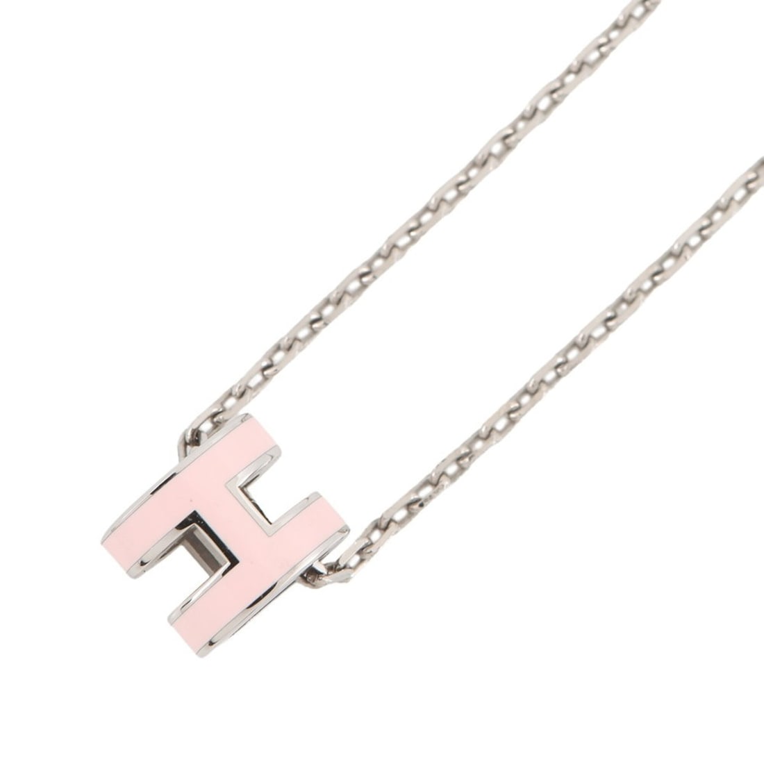 Hermes Necklace Mini Pop H Rose Dragee HERMES Hpop NECKLACE: --- Catalog ---Category: SizePendant Size: 9mm x 7mm / 0.35'' x 0.27''Neck Circumference: 40 cm / 15.74''Category: DesignColor: Rose dragee, SilverGender: WomenMaterial: Gold plating, LacquerNecklace 