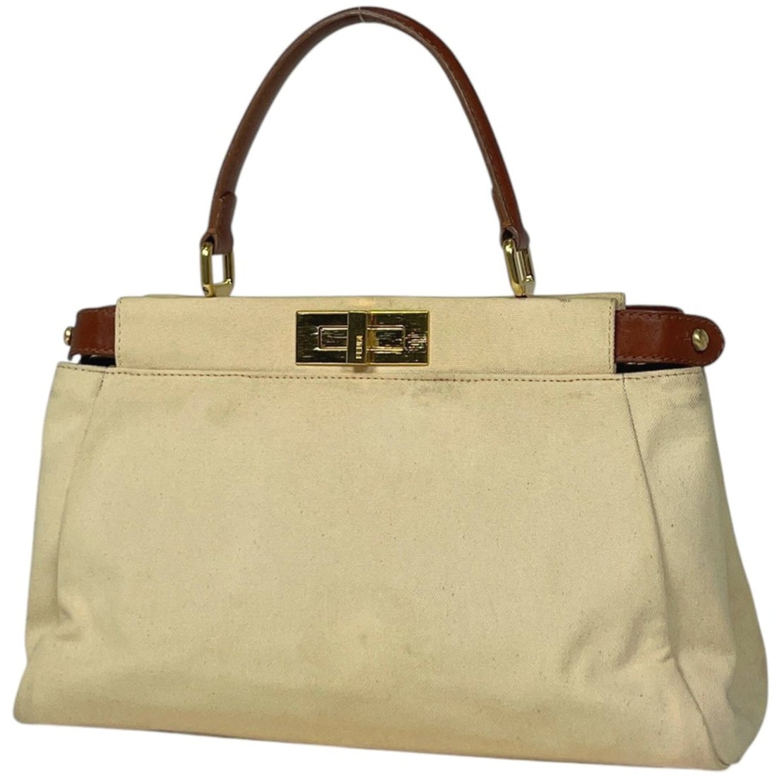 Fendi Peekaboo handbag, canvas, beige, 8BN211, women's.: --- Catalog ---Category: SizeSize (HxWxD): 23cm x 34.5cm x 11cm / 9.05'' x 13.58'' x 4.33''Category: DesignType: HandbagColor: BeigeGender: WomenMaterial: Canvas , Leather Category: GeneralBrand: Fend