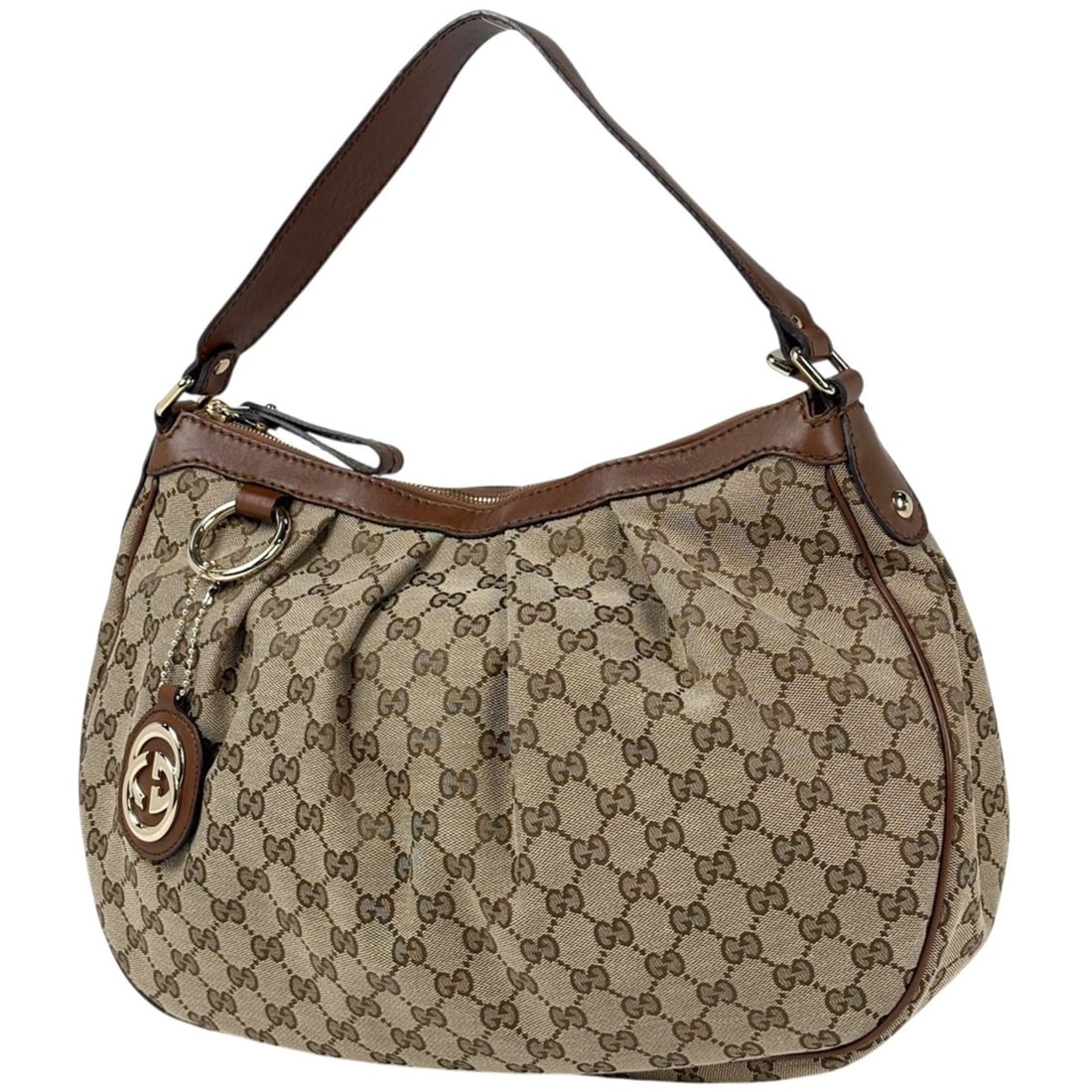 Gucci GG pattern Sukey shoulder bag, canvas, brown, 232955, women's. (1 of 13)
