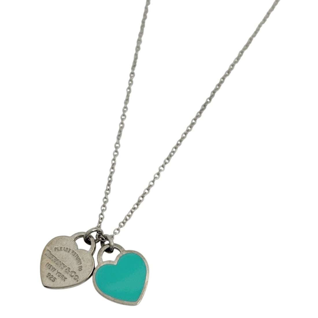 Tiffany & Co. Return to Double Heart Necklace with Tag, Sterling Silver 925, Women's: --- Catalog ---Category: SizePendant Size: 10mm x 12mm / 0.39'' x 0.47''Neck Circumference: 40.5 cm / 15.94''Category: DesignColor: SilverGender: WomenMaterial: Silver 925Necklace Type: NecklaceCatego