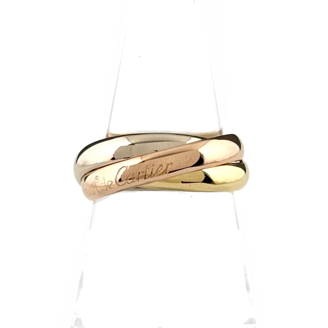 Cartier Trinity Ring, available in yellow gold (YG), pink (PG), and white (WG). Three-color design,: --- Catalog ---Category: SizeJP Size: 14.5US Size: 7Category: DesignType: Band ringColor: Pink gold, White gold, Yellow goldGender: WomenMaterial: Pink gold (18K), White gold (18K), Yellow gold (18K)C