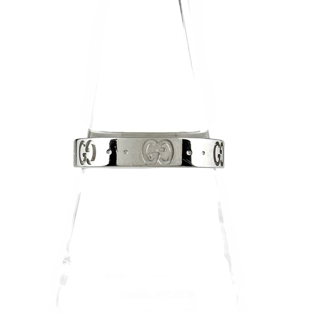 Gucci Icon Ring, 750, Men's Ring: --- Catalog ---Category: SizeJP Size: 18US Size: 9Category: DesignType: Band ringColor: SilverGender: MenCategory: GeneralBrand: Gucci--- Item List ---Section: ConditionRanking: Rank AB Used - Traces 