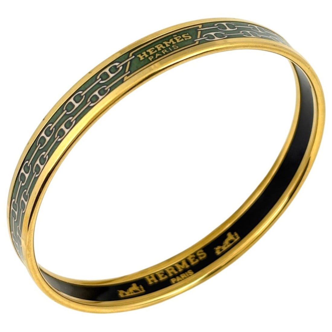 Hermes HERMES Email PM Bracelet, Cloisonné Enamel Bangle, GP Gold, Green, Women's: --- Catalog ---Category: SizeLength: 21cm / 8.26''Category: DesignType: BangleColor: Gold, GreenGender: WomenCategory: GeneralBrand: Hermes--- Item List ---Section: ConditionRanking: Rank B Used - Tra