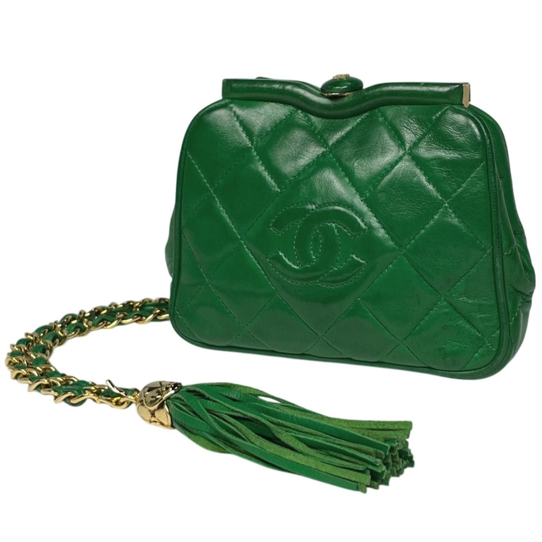 Chanel Coco Mark Chain Shoulder Bag, 2-Way, Clasp Closure, Leather, Green, Women's: --- Catalog ---Category: SizeSize (HxWxD): 12cm x 15.5cm x 3cm / 4.72'' x 6.1'' x 1.18''Category: DesignType: Shoulder bagColor: GreenGender: WomenMaterial: Leather Category: GeneralBrand: Chanel--- I