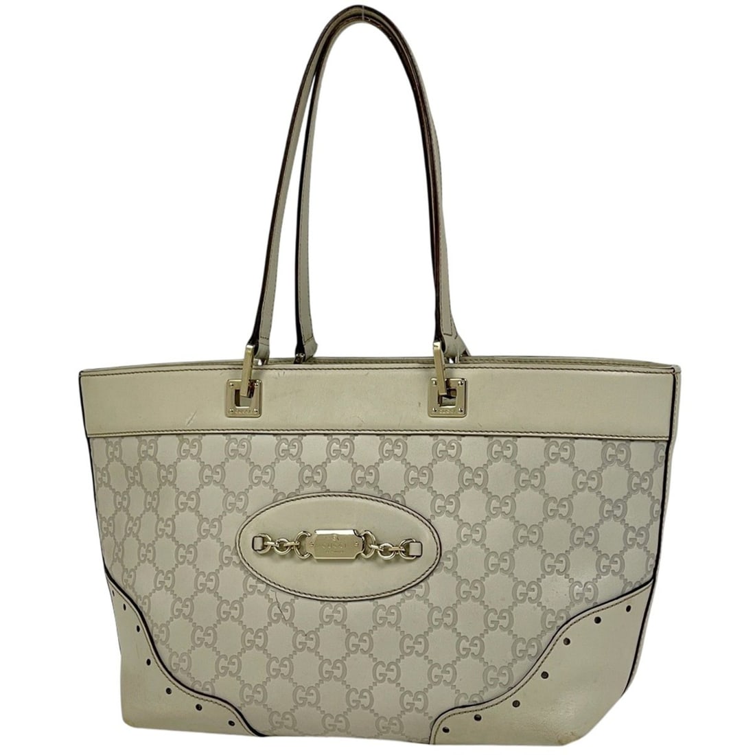 Gucci GUCCI Guccissima Tote Bag, Shima Leather, White, 145993, Women's: --- Catalog ---Category: SizeSize (HxWxD): 22cm x 28cm x 14cm / 8.66'' x 11.02'' x 5.51''Category: DesignType: Tote bagColor: WhiteGender: WomenCategory: GeneralMPN: 145993Brand: Gucci--- Item List --
