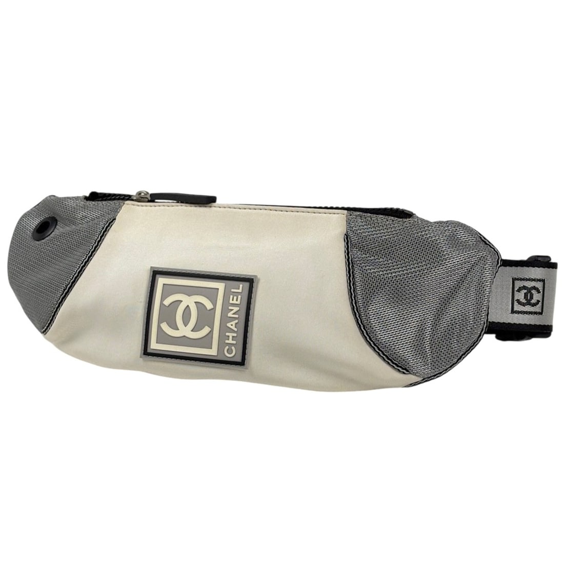 Chanel Sport Line Waist Bag, Coco Mark, Body Fabric, White/Gray, Women's: --- Catalog ---Category: SizeSize (HxWxD): 14cm x 31cm x 2cm / 5.51'' x 12.2'' x 0.78''Category: DesignType: Fanny packColor: Gray, WhiteGender: WomenMaterial: Fabric Category: GeneralBrand: Chanel---
