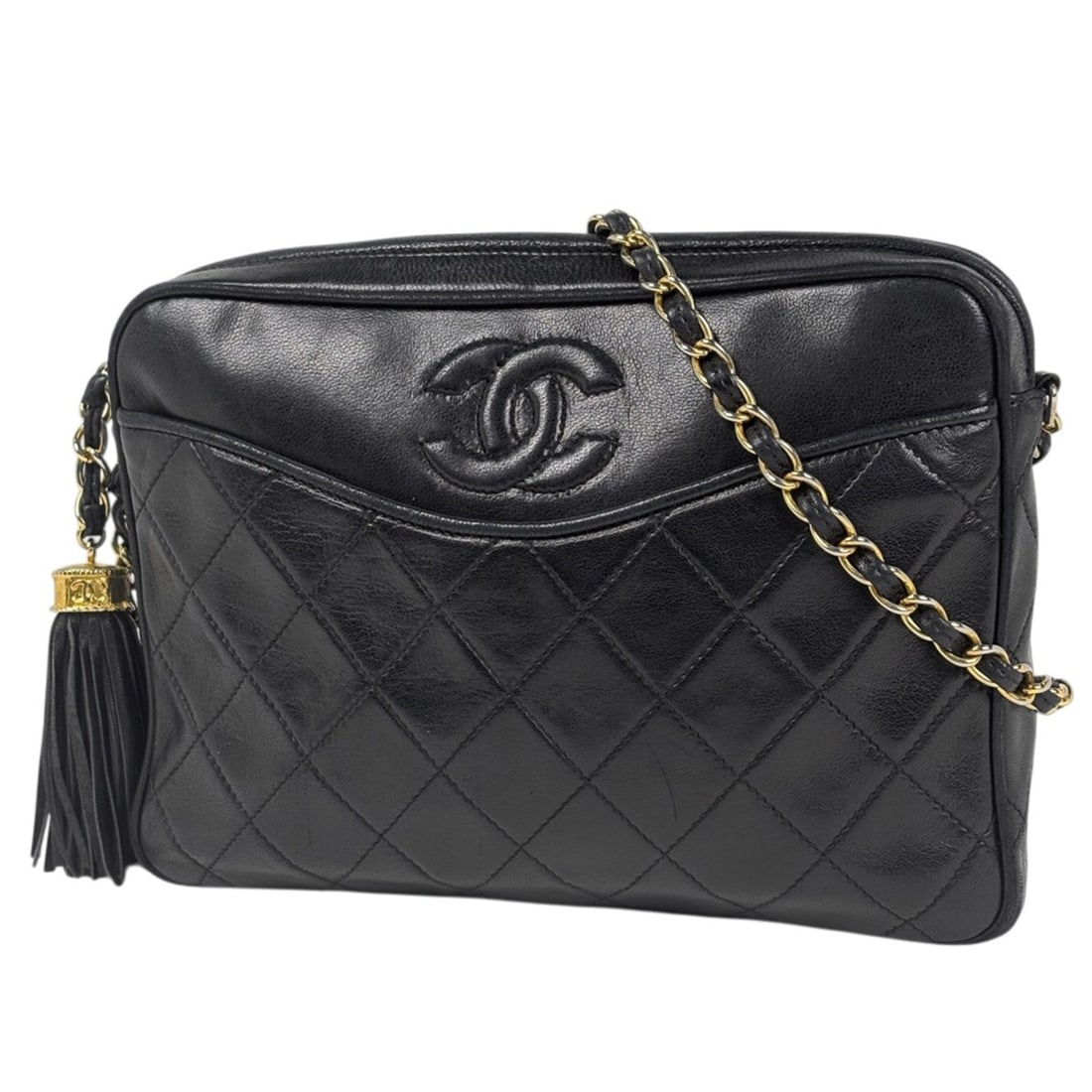 Chanel Coco Mark Chain Shoulder Bag, Matelassé Fringe Leather, Black, Women's: --- Catalog ---Category: SizeSize (HxWxD): 16cm x 23cm x 5.5cm / 6.29'' x 9.05'' x 2.16''Category: DesignType: Shoulder bagColor: BlackGender: WomenMaterial: Leather Category: GeneralBrand: Chanel--- 