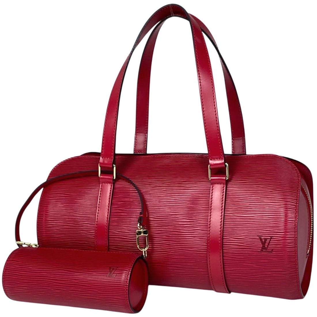 Louis Vuitton Soufflot Barrel Bag, Epi Leather, Castilian Red, M52227, Women's Handbag: --- Catalog ---Category: SizeSize (HxWxD): 15cm x 30.5cm x 14cm / 5.9'' x 12'' x 5.51''Category: DesignType: HandbagColor: Castilian redGender: WomenMaterial: Epi leather Category: GeneralMPN: M52227B