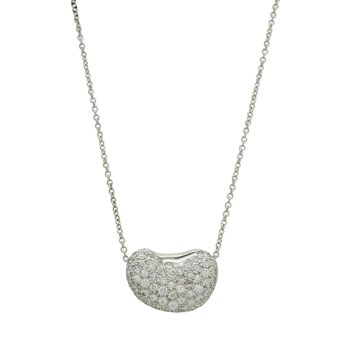 TIFFANY&Co. Tiffany Elsa Peretti Bean Design Pendant Pave Diamond Pt950 Platinum: --- Catalog ---Category: SizePendant Size: 10mm x 15mm / 0.39'' x 0.59''Neck Circumference: 40 cm / 15.74''Category: DesignGender: WomenMaterial: Platinum 950Pendant Type: PendantNecklace Type: Neckla