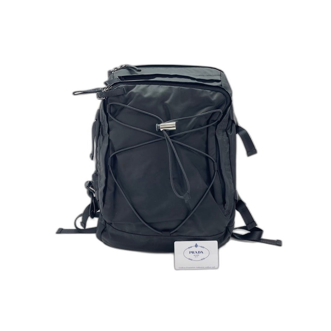 Prada backpack, black: --- Catalog ---Category: SizeSize (HxWxD): 36cm x 32cm x 11cm / 14.17'' x 12.59'' x 4.33''Category: DesignType: BackpackColor: BlackGender: Women,MenCategory: GeneralBrand: PradaCountry of Origin: Ita