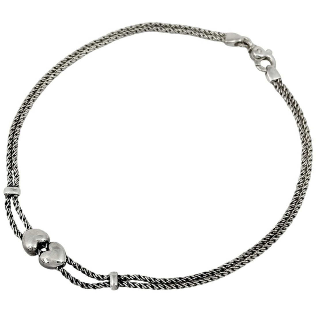 Tiffany & Co. Double Heart Necklace, Twisted Chain, Strand, Sterling Silver 925, Silver, Women's: --- Catalog ---Category: SizeNeck Circumference: 42 cm / 16.53''Category: DesignColor: SilverGender: WomenMaterial: Silver 925Necklace Type: NecklaceCategory: GeneralBrand: Tiffany--- Item List ---Sec