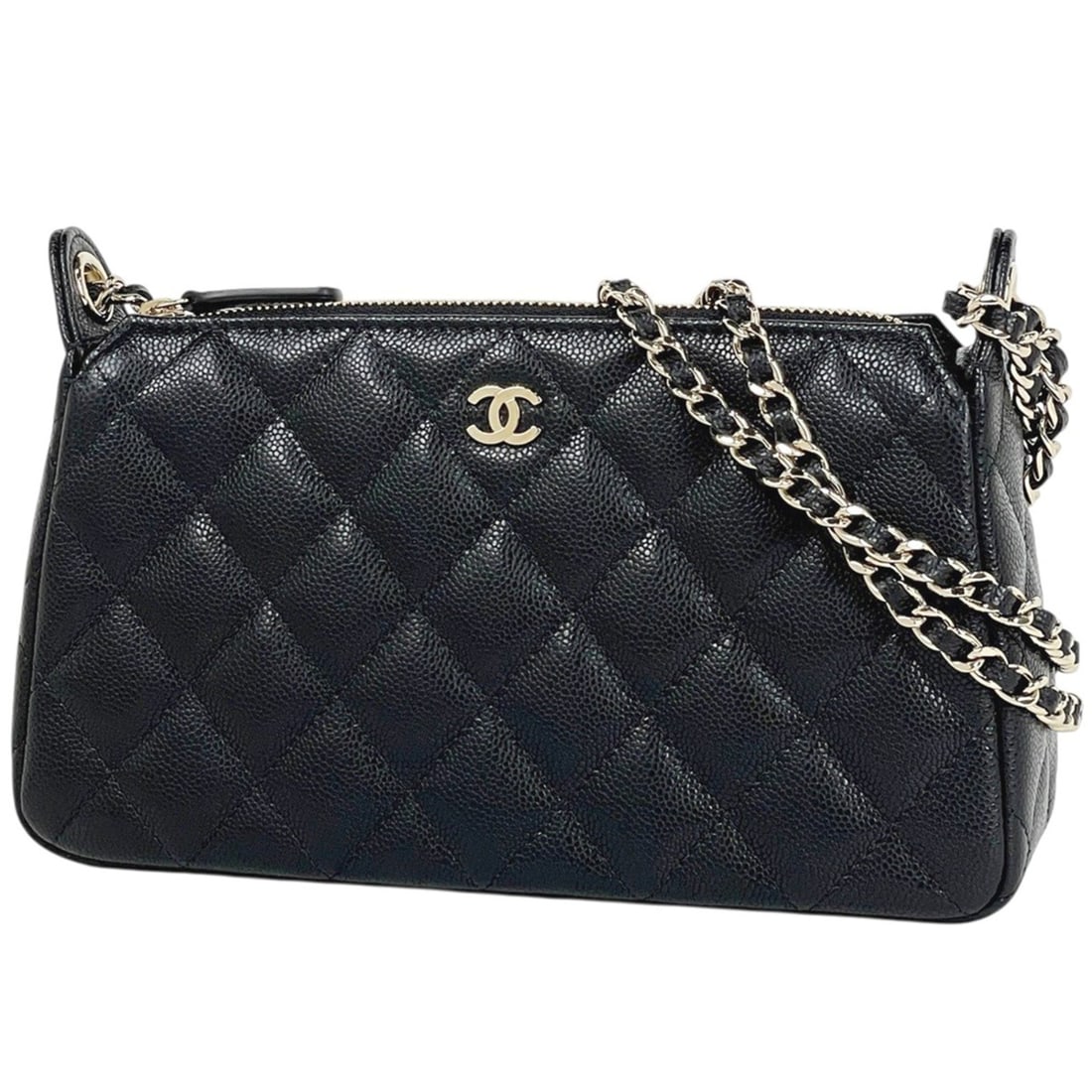 Chanel Coco Mark Chain Shoulder Bag Matelassé Double Caviar Leather Black AP4704 Women's: --- Catalog ---Category: SizeSize (HxWxD): 12cm x 21cm x 5.5cm / 4.72'' x 8.26'' x 2.16''Category: DesignType: Shoulder bagColor: BlackGender: WomenMaterial: Grained Calfskin Category: GeneralBrand: C