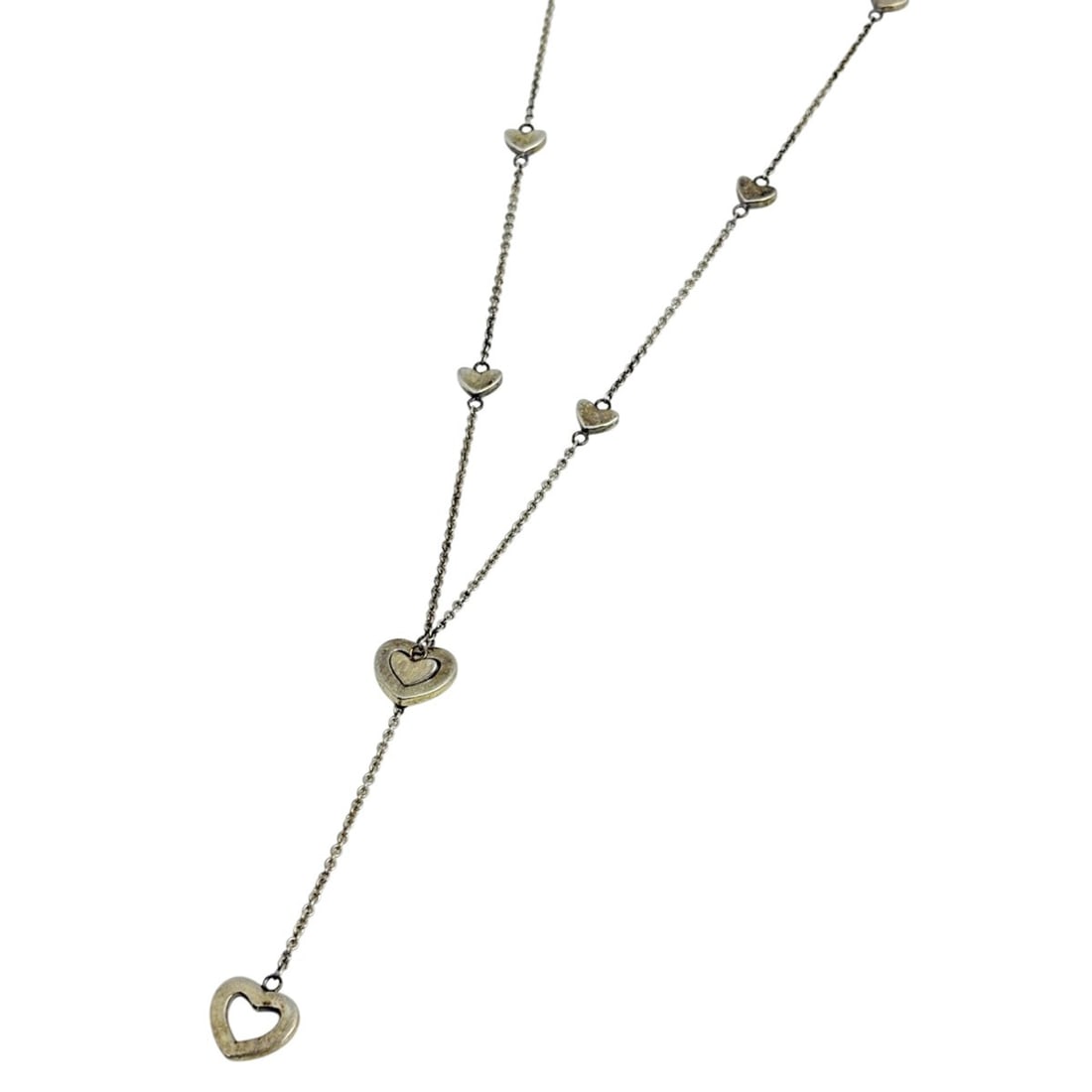 Tiffany & Co. Heart Link Necklace Lariat Sterling Silver 925 Women's: --- Catalog ---Category: SizeNeck Circumference: 47.5 cm / 18.7''Category: DesignColor: SilverGender: WomenMaterial: Silver 925Necklace Type: NecklaceCategory: GeneralBrand: Tiffany--- Item List ---Se
