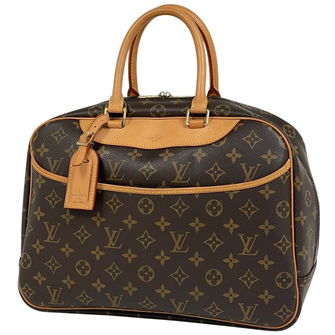 Louis Vuitton Deauville Bowling Vanity Handbag, Monogram Brown, M47270, Women's: --- Catalog ---Category: SizeSize (HxWxD): 26cm x 34cm x 14cm / 10.23'' x 13.38'' x 5.51''Category: DesignType: HandbagColor: BrownGender: WomenMaterial: Monogram Category: GeneralMPN: M47270Brand: Lo