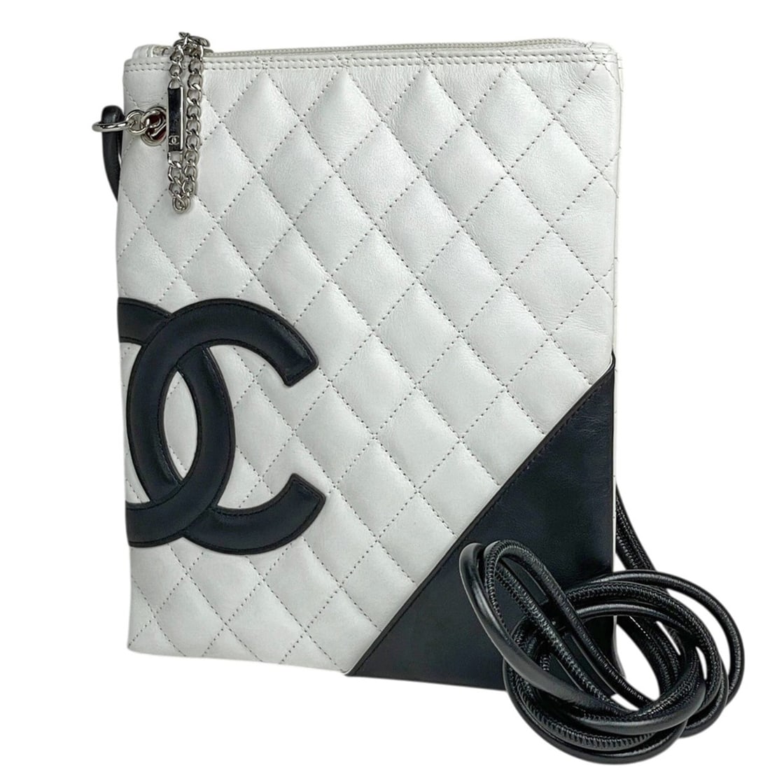 Chanel Cambon Line Shoulder Bag, Coco Mark, Leather, White, Women's: --- Catalog ---Category: SizeSize (HxWxD): 23cm x 20cm x 1cm / 9.05'' x 7.87'' x 0.39''Category: DesignType: Shoulder bagColor: WhiteGender: WomenMaterial: Leather Category: GeneralBrand: Chanel--- It