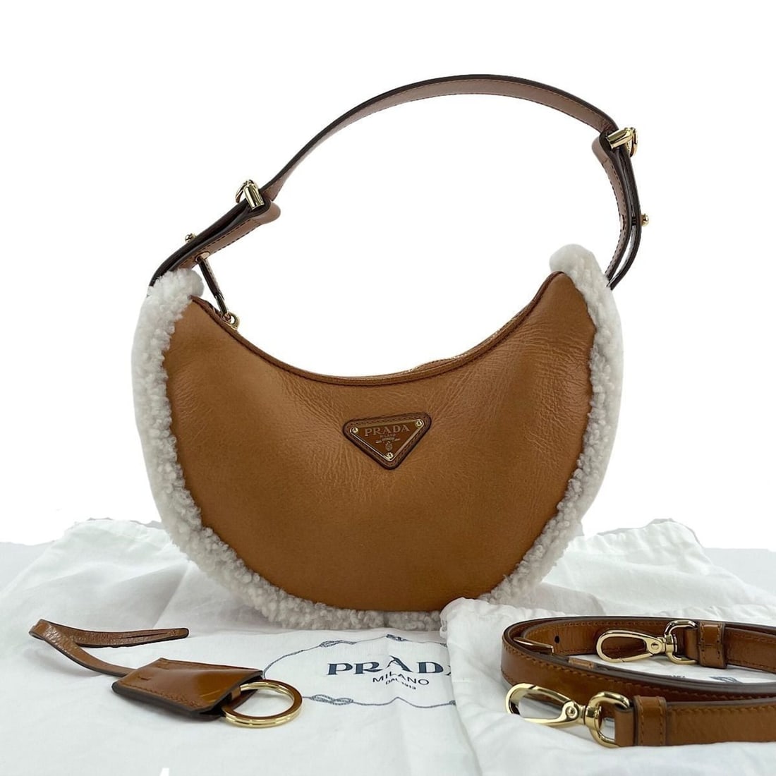 Prada PRADA Arche Small Shoulder Bag Brown: --- Catalog ---Category: SizeSize (HxWxD): 14cm x 24cm x 5cm / 5.51'' x 9.44'' x 1.96''Category: DesignType: Shoulder bagColor: BrownGender: WomenCategory: GeneralBrand: PradaCountry of Origin: Italy-