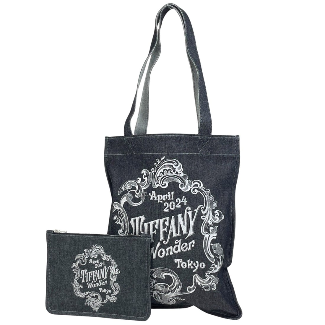 Tiffany & Co. Logo Tote Bag and Pouch Set, Okayama Denim, Black, Women's: --- Catalog ---Category: SizeSize (HxWxD): 42.5cm x 35cm x 1cm / 16.73'' x 13.77'' x 0.39''Category: DesignType: Tote bagColor: BlackGender: WomenMaterial: Denim Category: GeneralBrand: Tiffany--- Ite