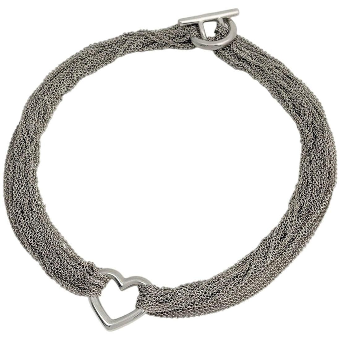 Tiffany & Co. Open Heart Toggle Chain Necklace, Sterling Silver 925, Silver, Women's: --- Catalog ---Category: SizeNeck Circumference: 39.5 cm / 15.55''Category: DesignColor: SilverGender: WomenMaterial: Silver 925Necklace Type: NecklaceCategory: GeneralBrand: Tiffany--- Item List ---S