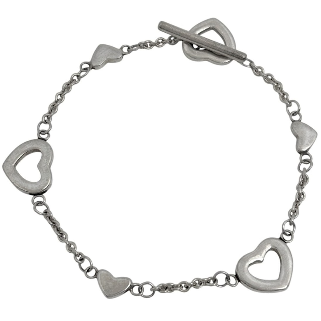 Tiffany & Co. Heart Bracelet, Sterling Silver 925, Silver, Women's: --- Catalog ---Category: SizeLength: 16.5cm / 6.49''Category: DesignType: Charm braceletColor: SilverGender: WomenMaterial: Silver 925Category: GeneralBrand: Tiffany--- Item List ---Section: Condition