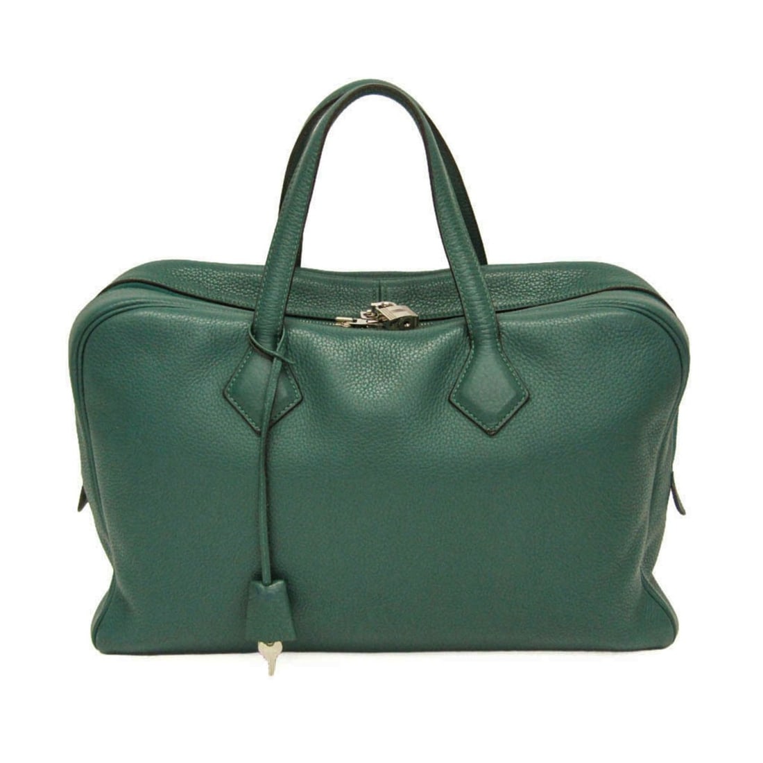 Hermes Victoria 40 Men,Women Taurillon Clemence Leather Boston Bag,Handbag Green: --- Catalog ---Category: SizeHandle Drop: 13.00cm / 5.12''Size (HxWxD): 26cm x 40cm x 9cm / 10.23'' x 15.74'' x 3.54''Handle Length: 35cm / 13.77''Category: DesignType: Boston bag, HandbagColor: Green