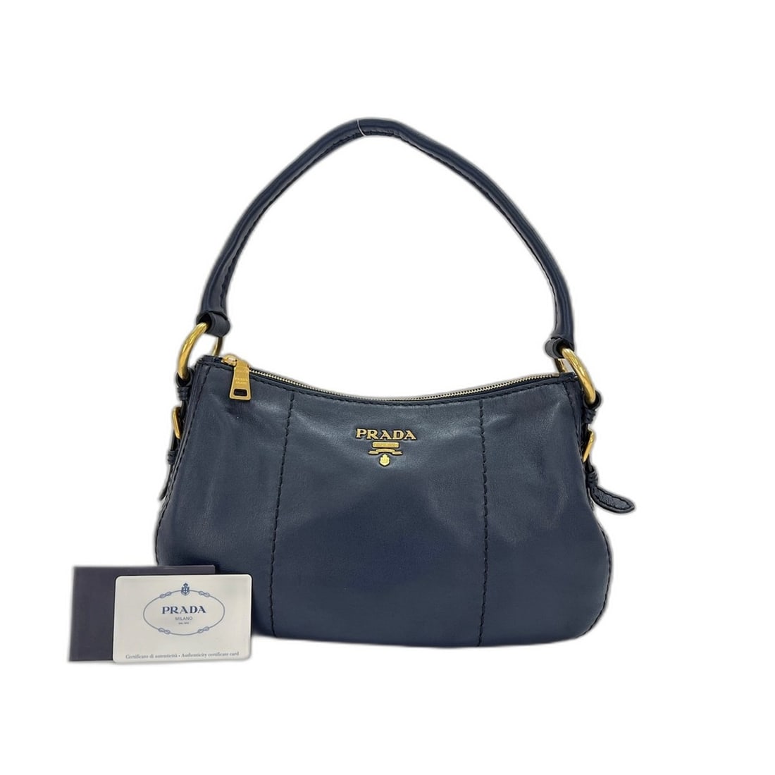 Prada shoulder bag, navy: --- Catalog ---Category: SizeSize (HxWxD): 15cm x 30cm x 9cm / 5.9'' x 11.81'' x 3.54''Category: DesignType: Shoulder bagColor: NavyGender: WomenCategory: GeneralBrand: Prada--- Item List ---Section: 