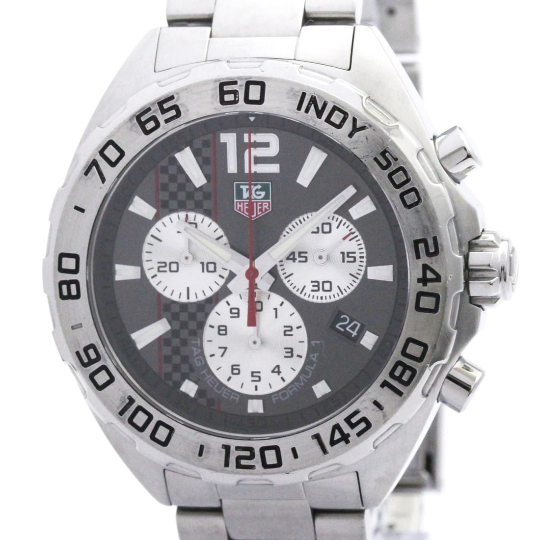 TAG HEUER Formula 1 Chronograph Steel Quartz Watch CAZ1114 Polished: --- Catalog ---Category: SizeCase Diameter: 42mm / 1.65''Category: DesignType: WristwatchStyle: SportGender: MenColor (Dial): GrayMaterial (Band): Stainless steelMaterial (Case): Stainless steelCatego