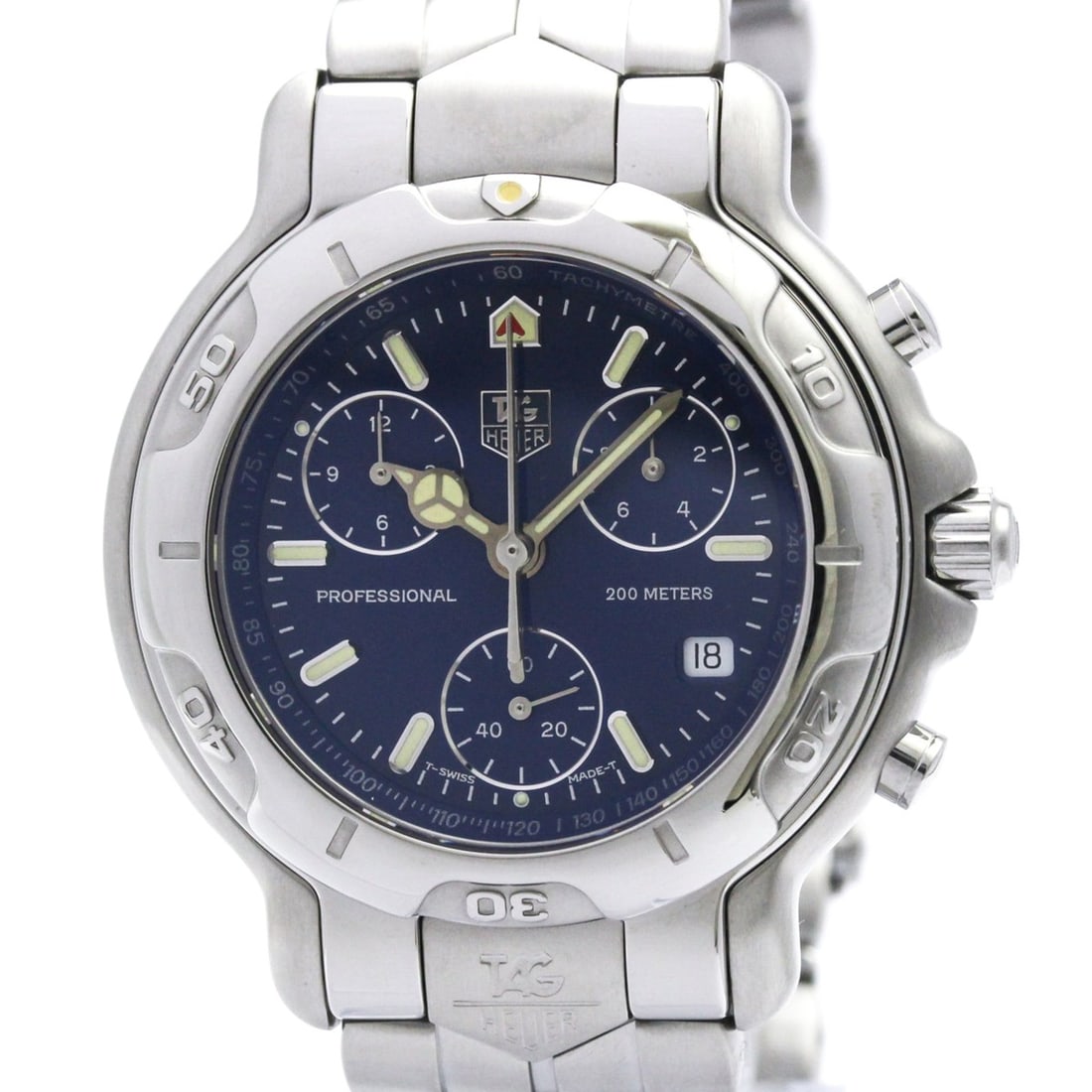 TAG HEUER 6000 Chronogragh Steel Quartz Mens Watch CH1111 Polished: --- Catalog ---Category: SizeCase Diameter: 40mm / 1.57''Category: DesignType: WristwatchStyle: SportGender: MenColor (Dial): BlueMaterial (Band): Stainless steelMaterial (Case): Stainless steelCatego