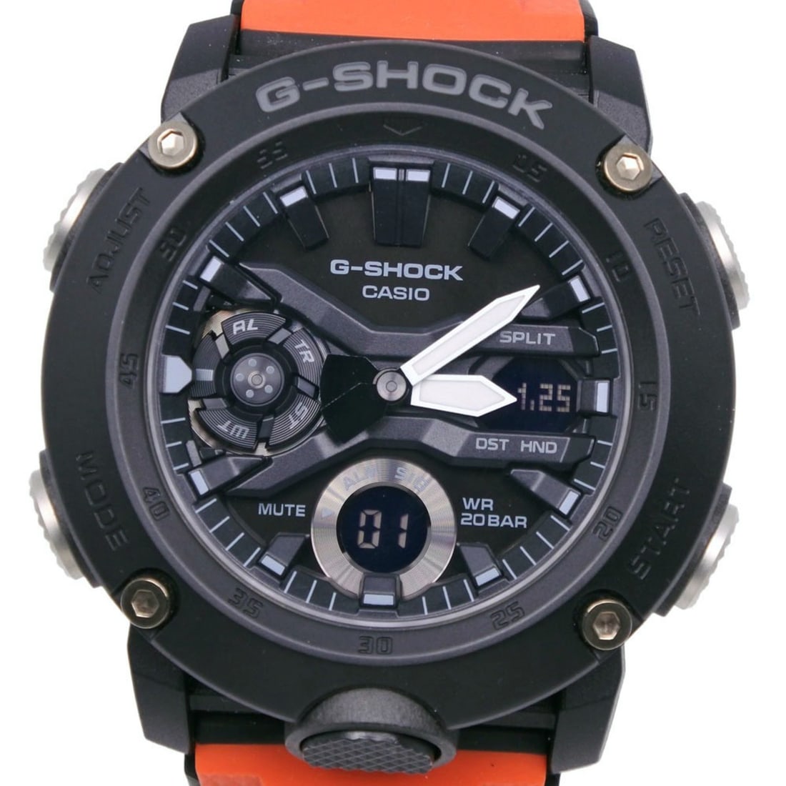 Casio G-SHOCK GA-2000-4JR Carbon Core Guard Watch, x Resin, Black Orange, Quartz, Analog-Digital,: --- Catalog ---Category: SizeWrist Size: 13.5cm - 21cm / 5.31'' - 8.26''Case Diameter: 46mm / 1.81''Category: DesignType: WristwatchGender: MenColor (Dial): BlackMaterial (Case): CarbonCategory: Gener