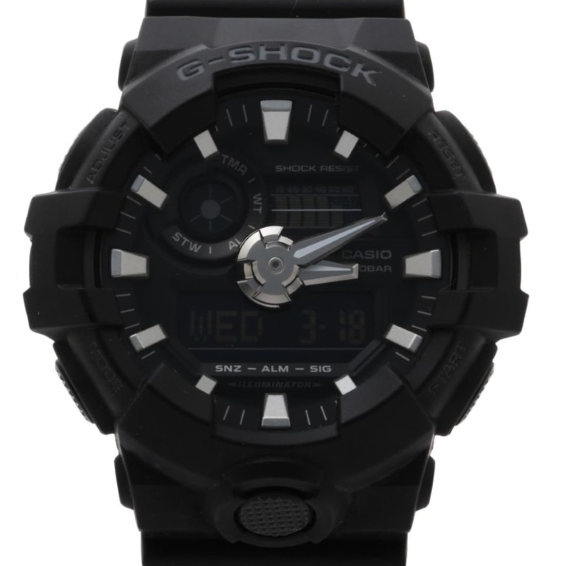 CASIO G-SHOCK ANALOG-DIGITAL GA-700 SERIES GA-700-1BJF Black Resin Men's Watch: --- Catalog ---Category: SizeWrist Size: 14.5cm - 21.5cm / 5.7'' - 8.46''Case Diameter: 53.4mm / 2.1''Category: DesignType: WristwatchGender: MenColor (Dial): BlackCategory: GeneralMPN: GA-700-1BJFBra