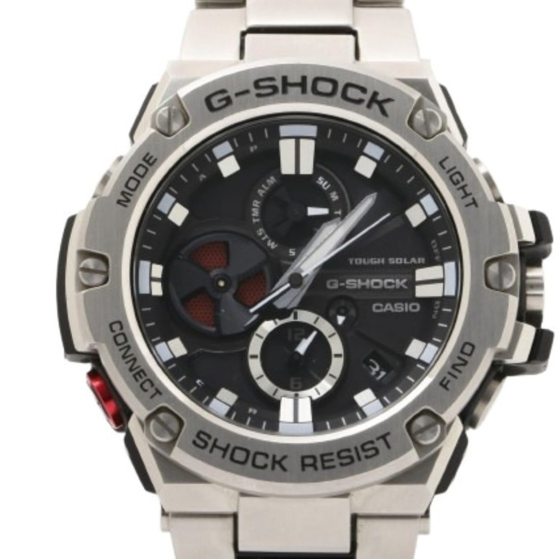 CASIO G-SHOCK G-STEEL GST-B100 Series GST-B100D-1AJF Black Silver Resin/Stainless Steel Men's Analog: --- Catalog ---Category: SizeWrist Size: 21cm / 8.26''Case Diameter: 53.8mm / 2.12''Category: DesignType: WristwatchGender: MenColor (Dial): BlackMaterial (Band): Stainless steelMaterial (Case): Stain