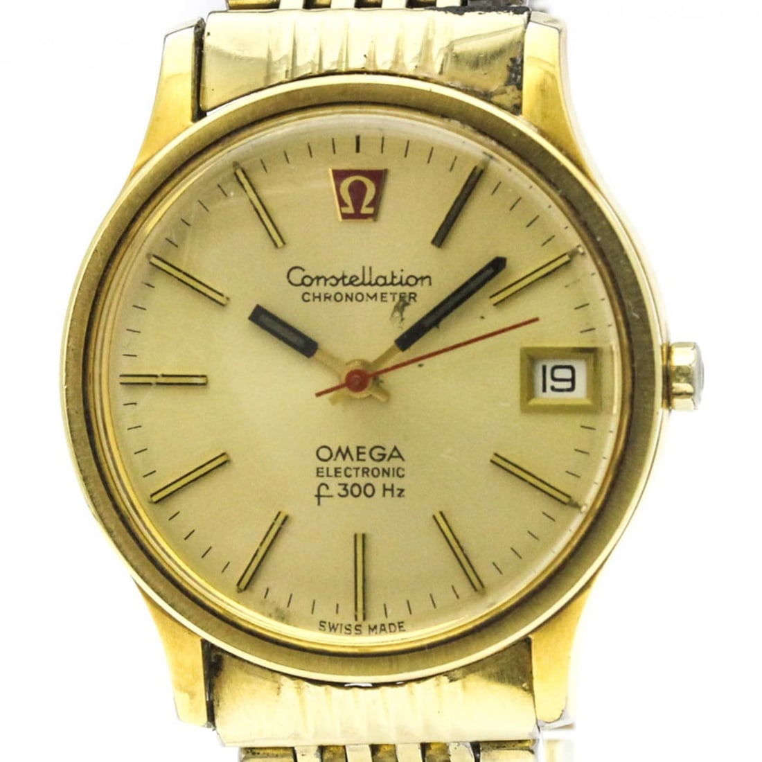 OMEGA Constellation Electronic f300Hz Gold Plated Quartz Watch 198.0003 (1 of 8)