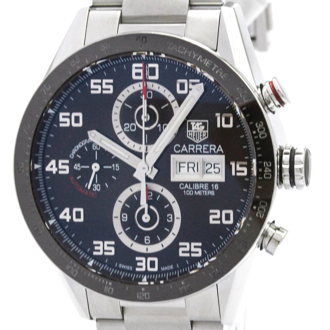 TAG HEUER Carrera Calibre 16 Chronograph Day Date Watch CV2A1S Polished: --- Catalog ---Category: SizeCase Diameter: 43mm / 1.69''Category: DesignType: WristwatchStyle: SportGender: MenColor (Dial): BrownMaterial (Band): Stainless steelMaterial (Case): Stainless steelCateg
